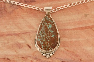 Native American Sterling Silver Pendant featuring Number 8 Mine Turquoise